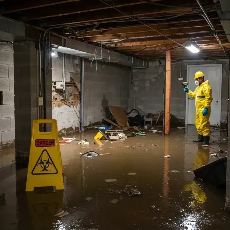 Flooded Basement Electrical Hazard in Minooka, IL Property